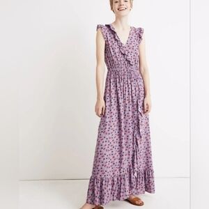 Madewell Floral Ruffle Edged Maxi Dress Wrap In Prairie Posies Size 2